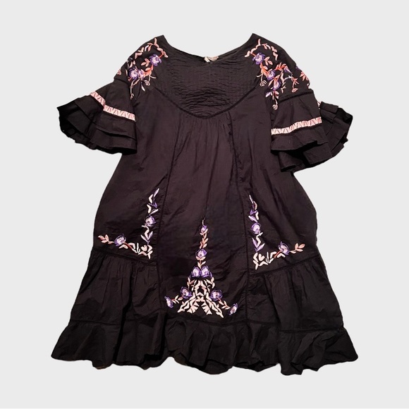 Free People | Pavlo Dress | Small | Embroidered Tunic | Blk Purple Orange | $52 - Picture 4 of 4